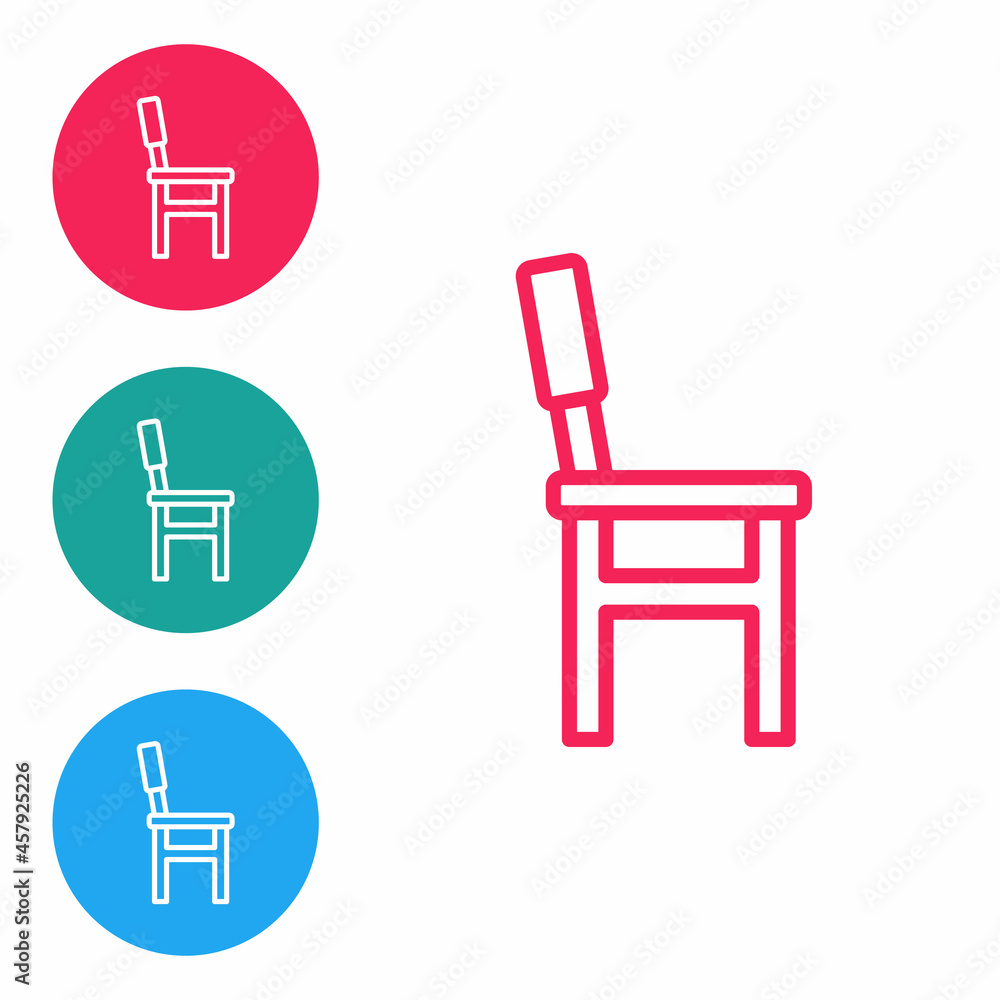 Poster red line chair icon isolated on white background. set icons in circle buttons. vector