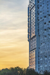 Fototapeta premium Modern high-rise residential building in the vicinity of the capital city. Moscow region, Russia
