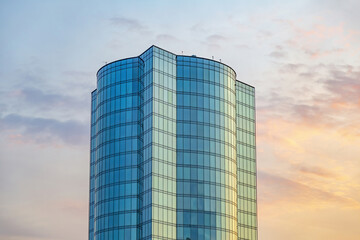 Modern high-rise residential building in the vicinity of the capital city. Moscow region, Russia