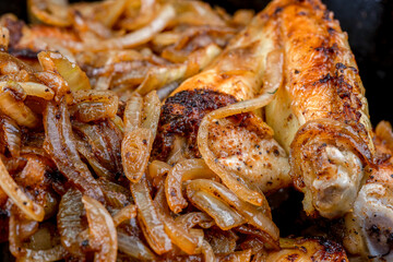 Pieces of fried chicken meat