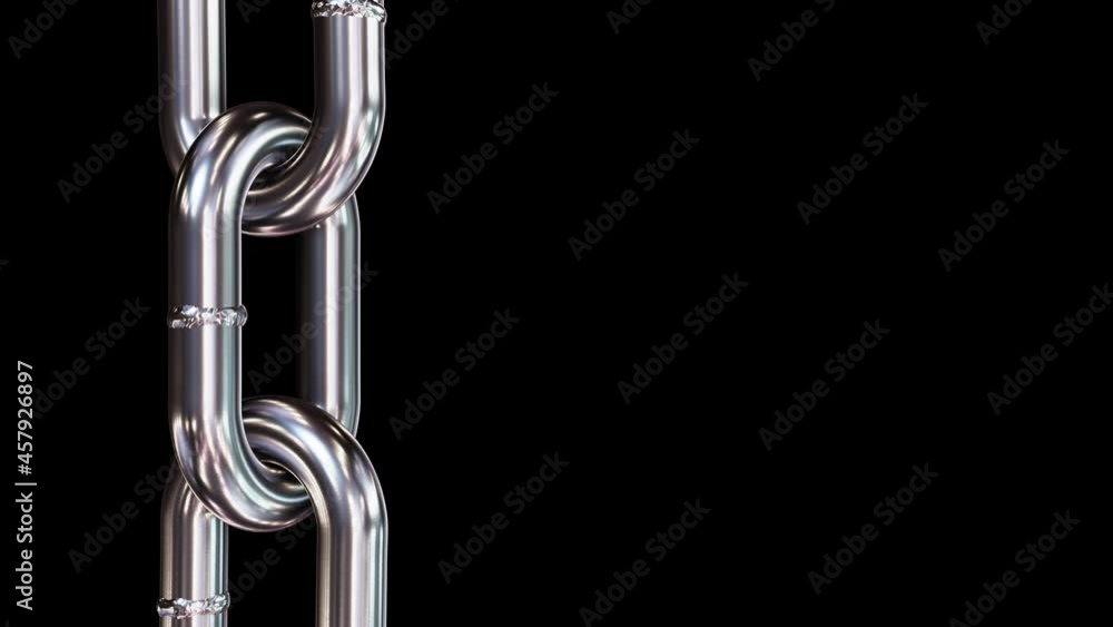 Aufkleber realistic looping closeup side view 3d animation of the brushed silver metallic steel chain rendered