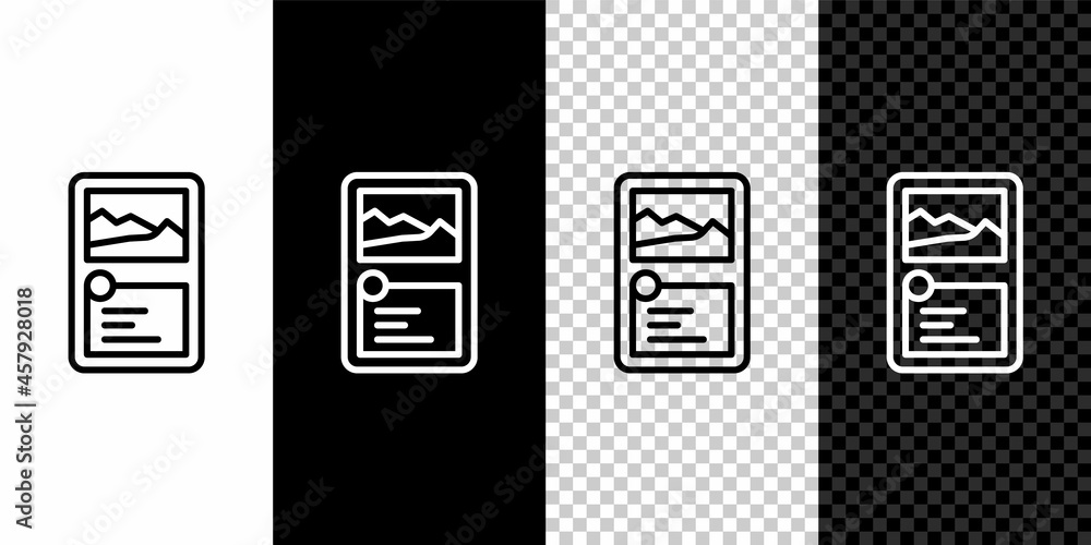 Aufkleber set line card game collection icon isolated on black and white, transparent background. fantasy ui k