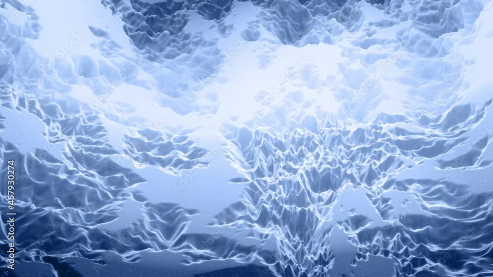 Poster beautiful abstract 3d surface with glitter sparkles, abstract 3d waves run on surface in loop. black