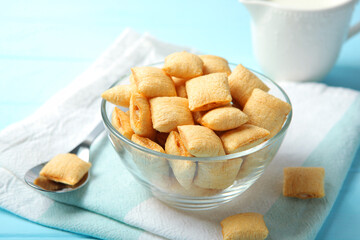 Stuffed corn pads for breakfast on the table close-up