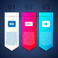 Set Music or video settings, Pause button and Play. Business infographic template. Vector