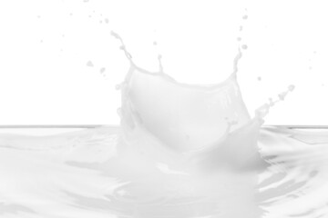 Splashes of milk on white background