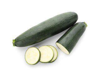 Fresh zucchini squash on white background