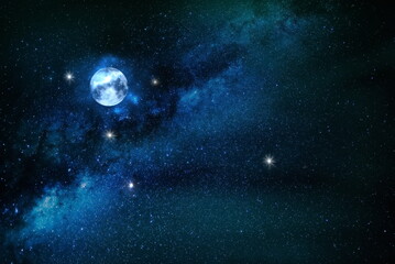  full moon on starry sky milky way galaxy dramatic cloudy sky starry night universe milky way  ...