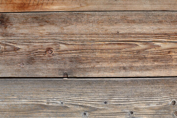 Fototapeta premium Brown wood plank wall texture background. Front view with copy space.
