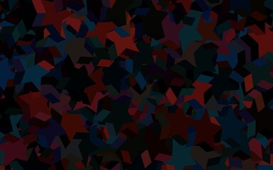 Dark Blue, Red vector background with colored stars.