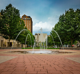 Fountain if front of the courthouse buildings in downtown Lexington, Kentucky USA