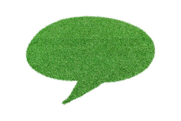 Speech Bubble made from green grass, Isolated on white background