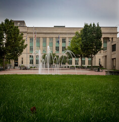 Lawn and fountain in front of United States Post office and Court House in Downtown Lexington,...