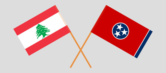 Crossed flags of the Lebanon and the State of Tennessee. Official colors. Correct proportion