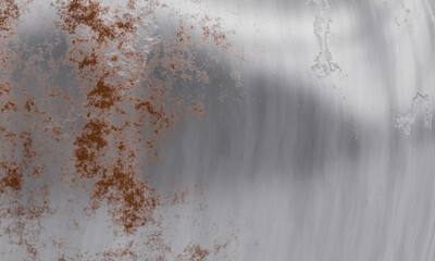 Metal or aluminum surface with cracks and rust stains. Old metal background, rust stains and weathered. 3D Rendering.