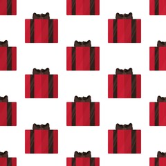 Vector illustration of the present pattern. Seamless illustration of black and red boxes with gifts. Black Friday. Wrapping paper. 