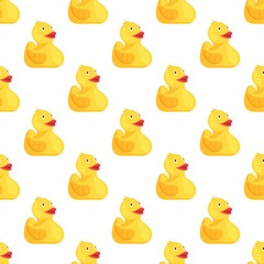 Vector illustration rubber duck pattern. Yellow rubber ducks abstract seamless pattern. Infinity pattern with child's design. 