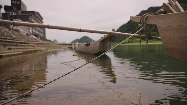 Japanese canoes along the Nagaragawa River in Gifu City