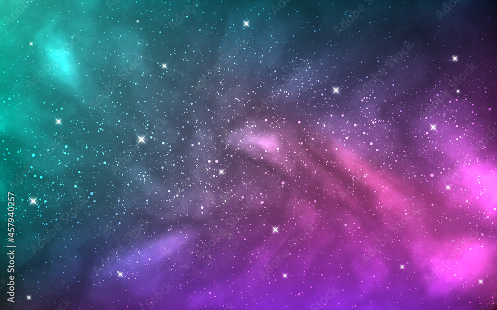 Wall mural cosmos texture. colorful galaxy with bright stars. space background with glowing stardust. cosmic fa
