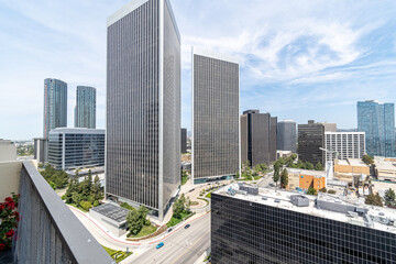 Aerial view of buildings in a modern metropolitan neighborhood