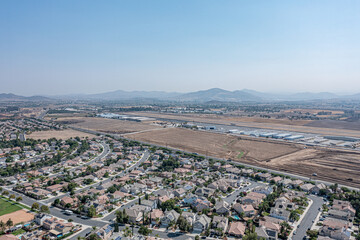 Aerial view of a newly developing desert community 