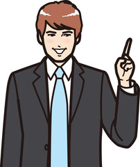 指を立てて説明するビジネスマン