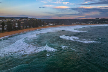 Aerial Sunrise Seascape with Clouds