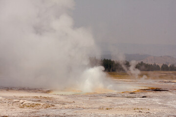 Geyser field of Yellowstone National Park..August 2021