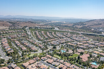 Aerial view of master planned Southern California community.  