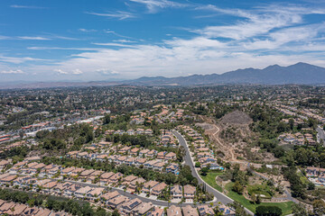 Fototapeta na wymiar Aerial view of master planned homes in the hills of Orange County California.
