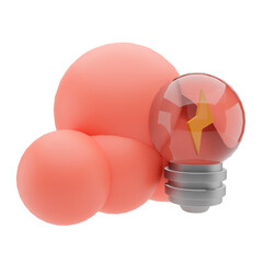 3d rendering or illustration brainstorming with light bulb or lamp creative idea concept