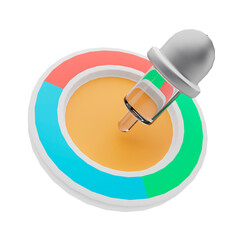 3d rendering color picker icon pallete and dropper