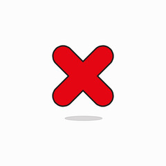 Red art cross icon. Mark symbol. Simple flat sign. Isolated drawing. Business concept. Vector illustration. Stock image.