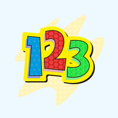 123. numbers one, two and three in blue, red and green. vector illustration to use as logo or graphic element. childish style. for projects with children. eps 10 - obrazy, fototapety, plakaty