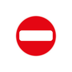 No entry sign. Prohibition icon. Warning pattern. Navigation concept. Road laws. Vector illustration. Stock image.