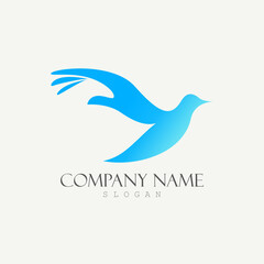 Dove bird logo creative design template color flat with hand illustration as a wing