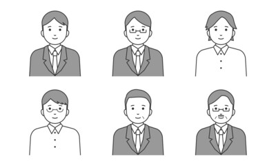 ビジネスマンのイラストセット（線画）