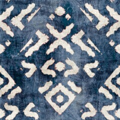Seamless damask flourish motif Victorian-style surface pattern design for print. High-quality illustration. Luxurious fancy tapestry rug design for interior, wallpaper, or fabric. Navy blue and cream.