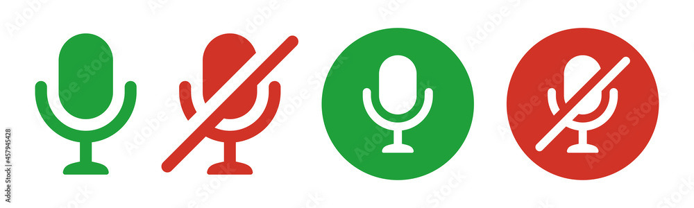 Poster mic button icon. microphone icon. mute and unmute audio microphone.