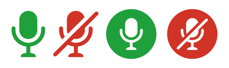 Mic button icon. Microphone icon. Mute and unmute audio microphone.