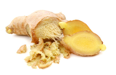 Raw ginger isolated on white background