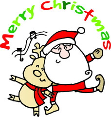 Vector illustration cartoon santa claus snowman christmas card series