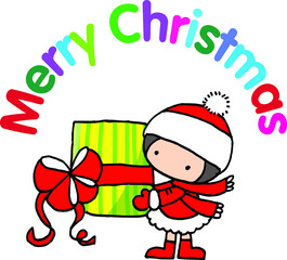 Vector illustration cartoon santa claus snowman christmas card series