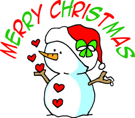 Vector illustration cartoon santa claus snowman christmas card series
