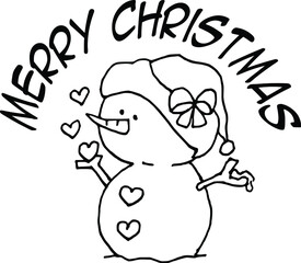 Vector illustration cartoon santa claus snowman christmas card series