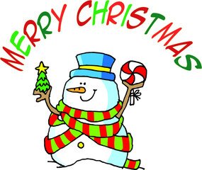 Vector illustration cartoon santa claus snowman christmas card series