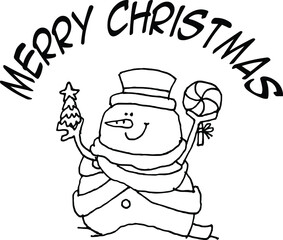 Vector illustration cartoon santa claus snowman christmas card series