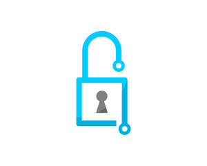 Circuit technology forming a padlock shape logo
