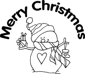 Vector illustration cartoon santa claus snowman christmas card series