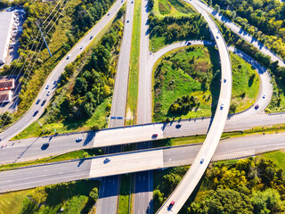 Aerial view of a road junction